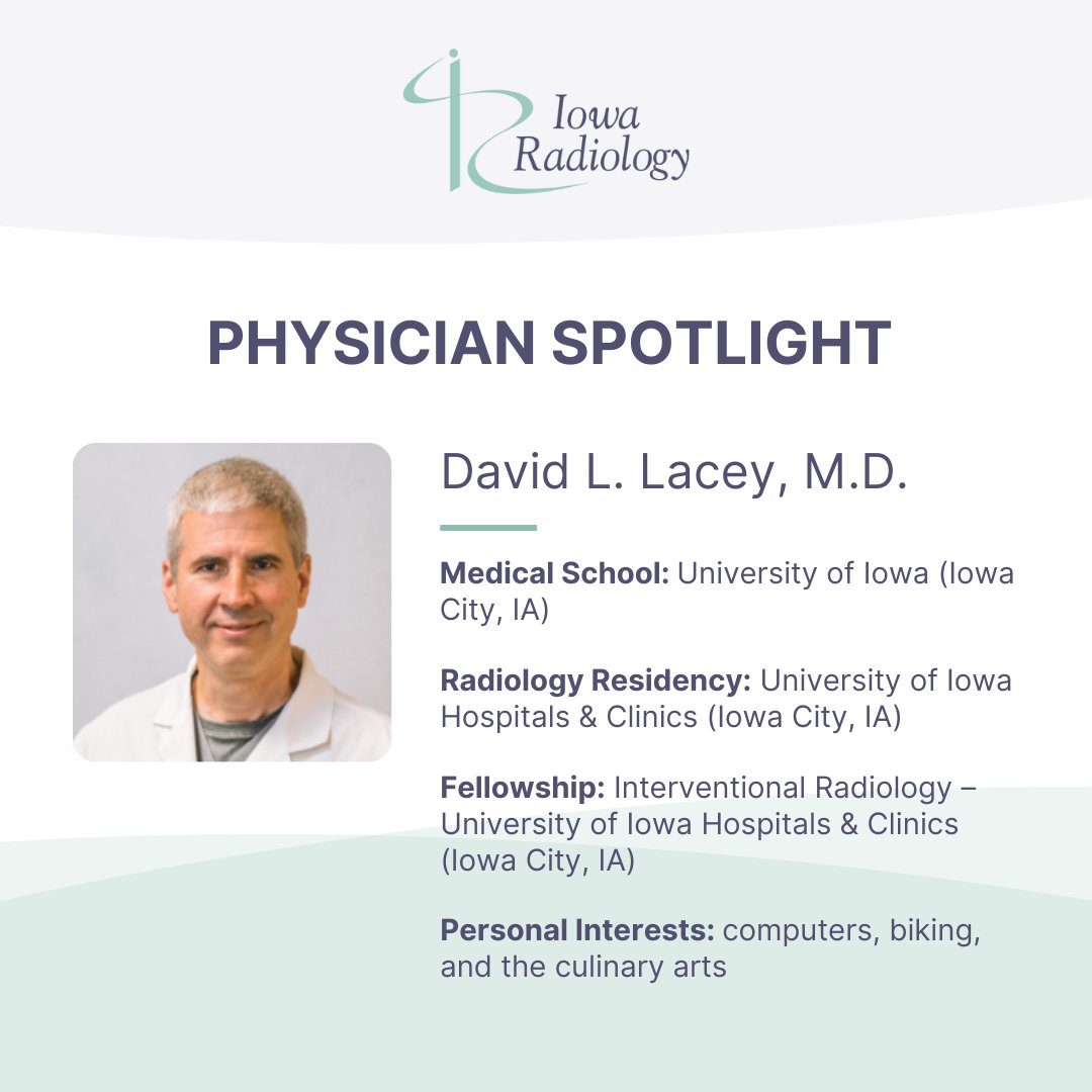 Meet Dr. David L. Lacey! Dr. Lacey is a distinguished radiologist specializing in Interventional Radiology. We're thrilled to have Dr. Lacey on board with us!