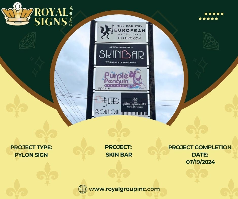 royalsigns_ATX's tweet image. Where wellness meets elegance!

Here’s a stunning sign we designed for Skin Bar, perfectly reflecting their commitment to relaxation, rejuvenation, and beauty. 
#SignCompanyNearMe #NationalSignCompany #HTX #DFW #ATX