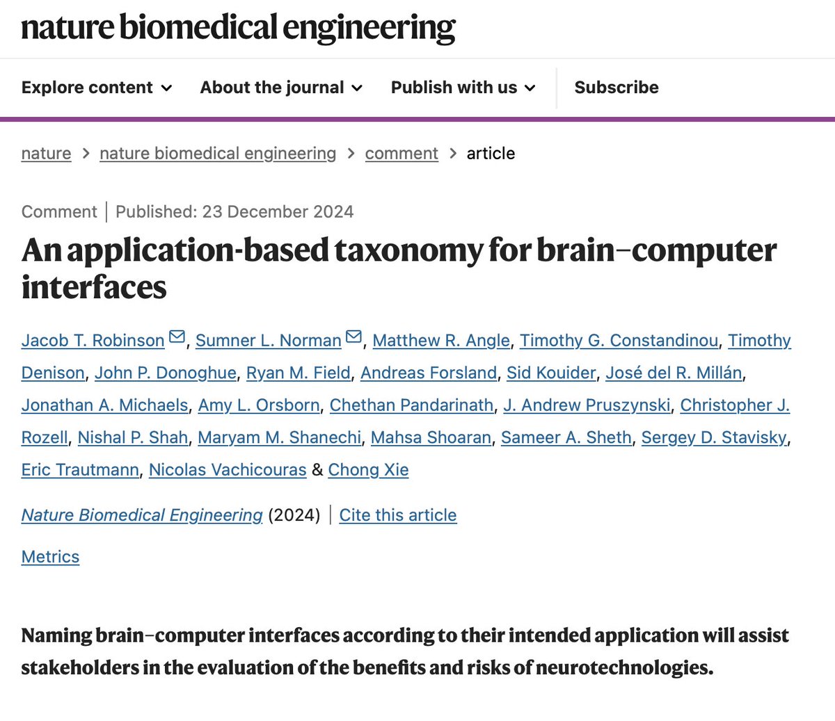 Sumner L Norman (@sumnerln) on Twitter photo Can you think of a more controversial Christmas dinner topic than "What is a BCI?"
Today in @NatBME, we propose an application-based taxonomy -> Clearer language for patients, regulators, and innovators alike.
Proud to collaborate with <a href="/JTRobinsonLab/">Jacob Robinson</a> and an incredible team! 🎁 Can you think of a more controversial Christmas dinner topic than "What is a BCI?"
Today in @NatBME, we propose an application-based taxonomy -> Clearer language for patients, regulators, and innovators alike.
Proud to collaborate with <a href="/JTRobinsonLab/">Jacob Robinson</a> and an incredible team! 🎁