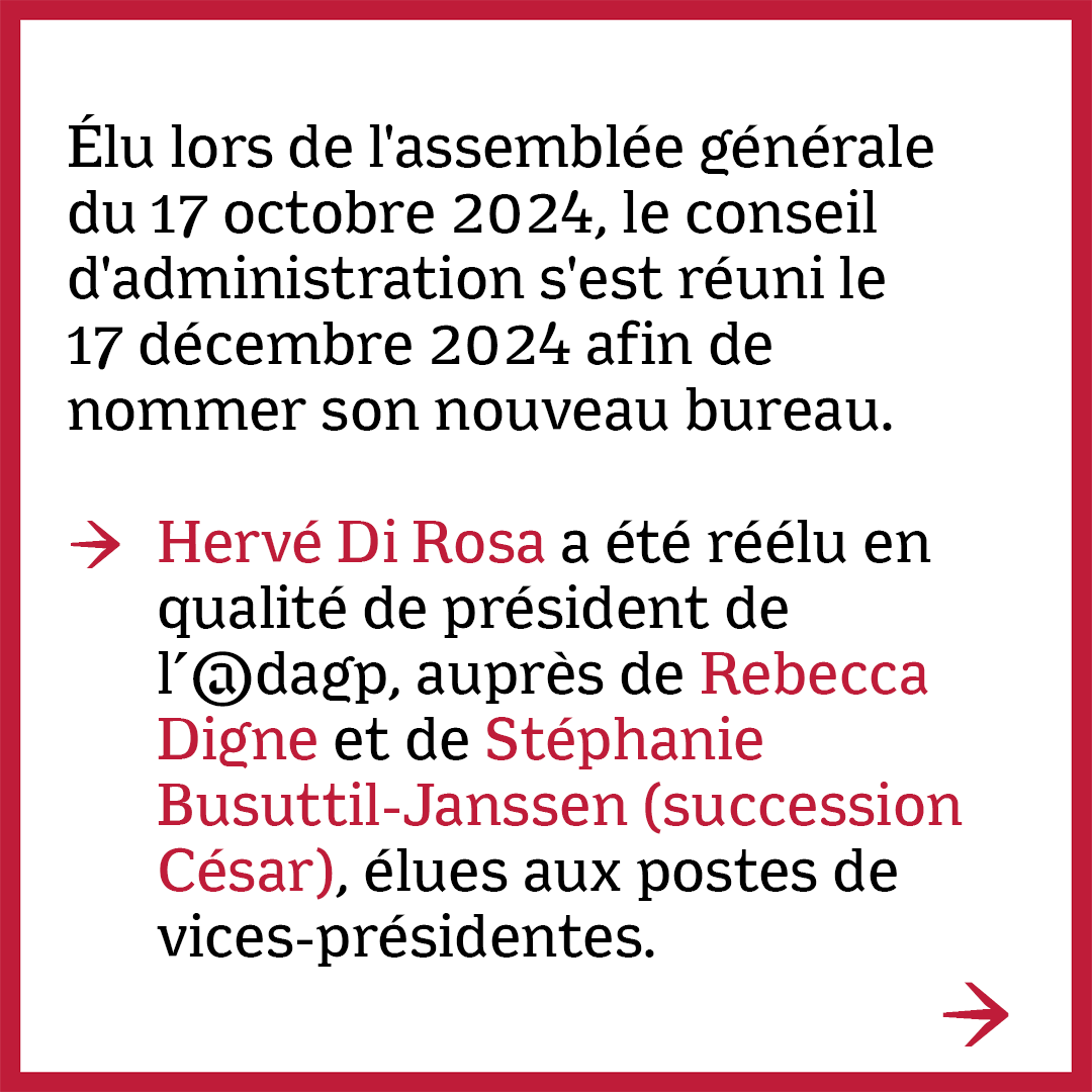 Adagp_'s tweet photo. [ACTUALITÉ ADAGP] Réélu le 17 décembre 2024 par le conseil d’administration, Hervé Di Rosa reste président de l’ADAGP. Le nouveau conseil d’administration a également élu Rebecca Digne et Stéphanie Busuttil-Janssen (succession César) aux postes de vices-présidentes.
🔗 Plus d'informations : https://t.co/UMX2R3fYdX

#pourledroitdesartistes #ADAGP #artiste #droitdauteur #OGC