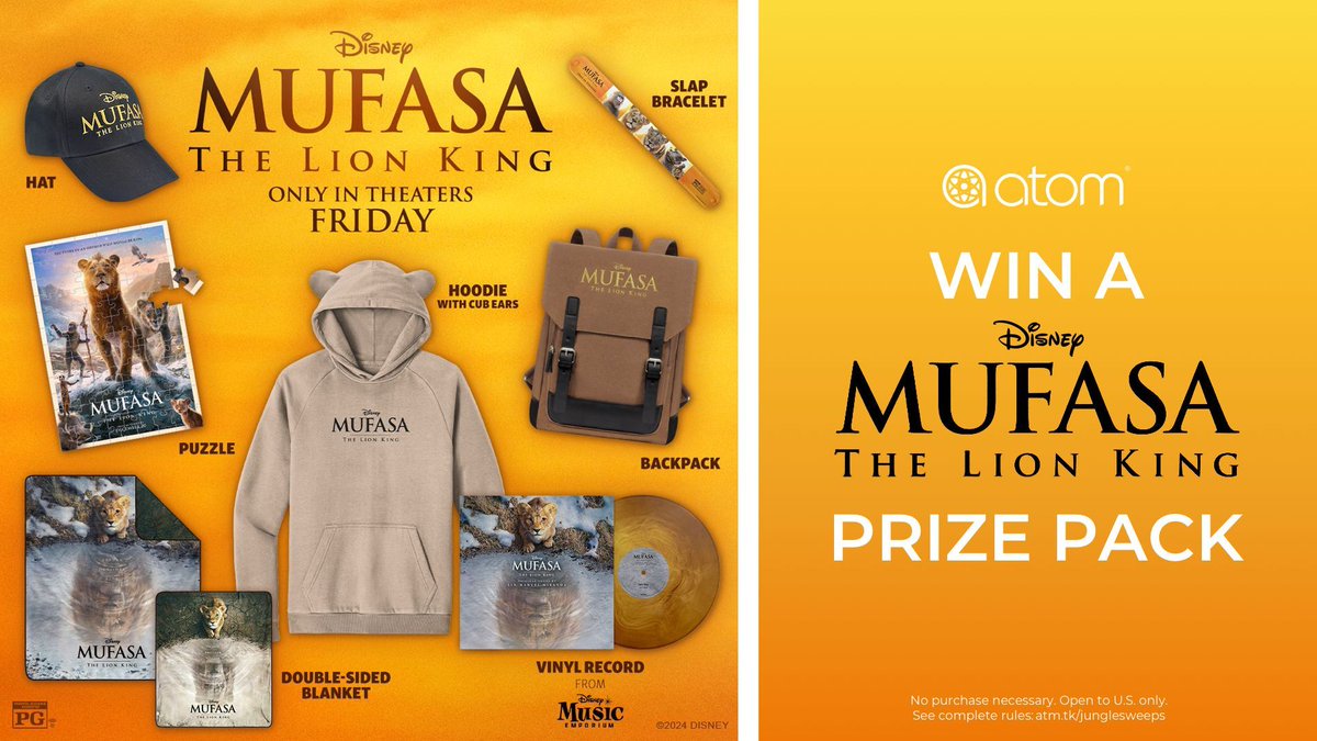 Check out this epic #Mufasa: The Lion King prize pack!  We’re giving it away to 1 lucky winner. To enter, tag your adventure buddy in the replies! Include #AtomSweeps + follow <a href="/atomtickets/">Atom Tickets</a>. Terms: atm.tk/junglesweeps. Get tix to see it now in theaters: atm.tk/mufasa