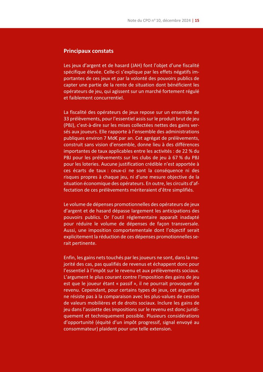v_melot's tweet photo. Le conseil des prélèvements obligatoires, organe associé à la @Courdescomptes, publie aujourd’hui une note que j’ai eu l’honneur de coécrire : « rationaliser la fiscalité des jeux d’argent et de hasard ».
https://t.co/Ut4S7qNHlG (14 pages)

Quelques éléments d’explication : 🧵 https://t.co/yeCJWJWtl5