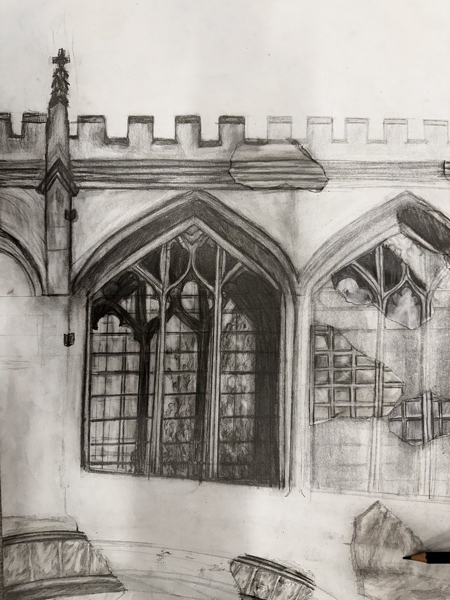 UckfieldCollege's tweet photo. Year 9 art students have been doing large drawings of ย architecture - with gorgeous results #Lovelearningforlife #UckfieldCollege https://t.co/0GiMrtYkaT