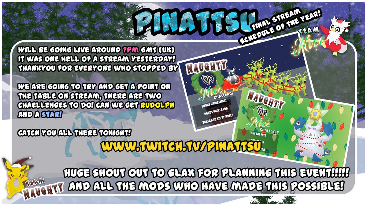 x_Pinattsu_x's tweet photo. Yooooooo
Santa is well on truly on his way and i have proof!
Come Check out stream around 7pm GMT (UK) and we can find him together heard there was 7 green reindeers too!
https://t.co/6zUTpykg6J
#TeamNaughty @GlaxonXIII #checkittwice https://t.co/2jgP0zOeWj