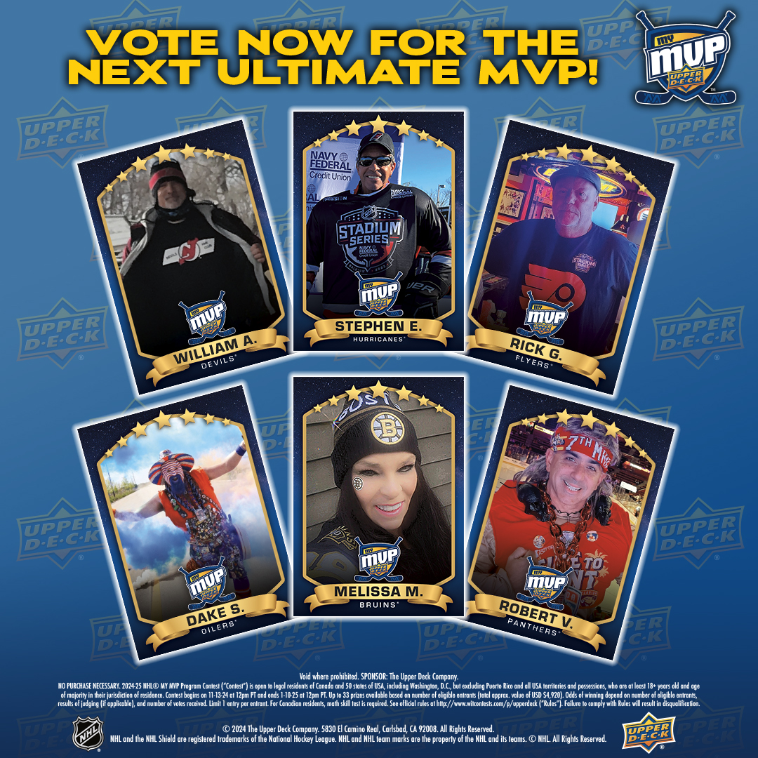 UpperDeckSports's tweet photo. We're in the final round, NHL fans! Winners will be announced on January 8th. Cast your vote here and decide who is this year's Ultimate MVP >>> https://t.co/eh6MNcWdxK https://t.co/0kdhmYfMkm
