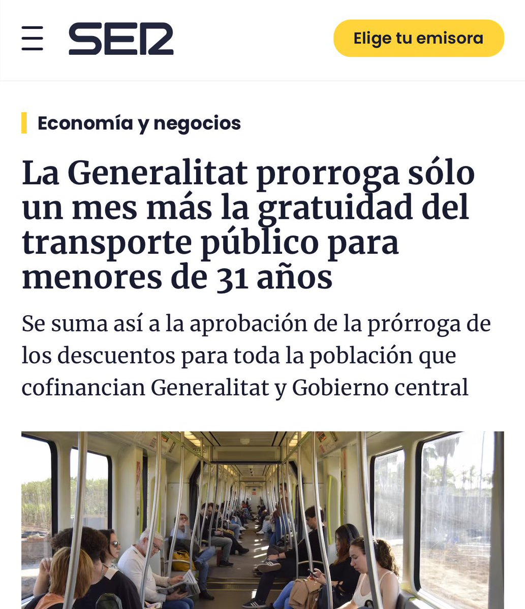 💸 Mentre Mazón es dedica a fer tiktoks vergonyosos amb persones afectades per la DANA, el seu govern prorroga la gratuïtat per a joves del transport públic... només UN MES!

Mazón, el millor regal de Nadal seria que dimitires i deixares de prendre'ns el pèl a les persones joves.