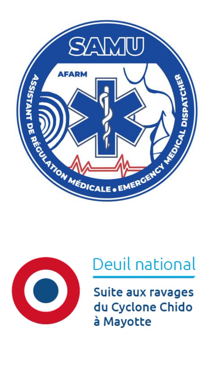 [ ⚫ Deuil national - Cyclone Mayotte ⚫ ]

🔵⚪🔴 En ce jour de deuil national pour les victimes et habitants de #mayotte, nous apportons toutes nos pensées et notre soutien à tous les mahorais et l'ensemble de nos collègues du #SAMU976 et de <a href="/CHMayotte/">CHM - Mayotte</a>.