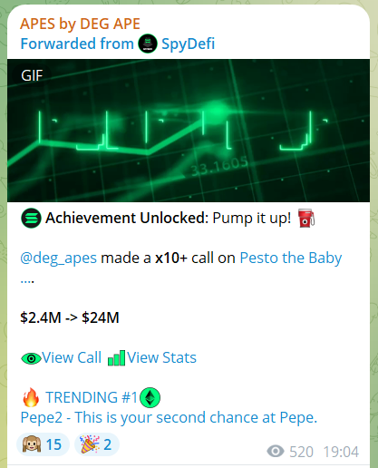 deg_ape's tweet photo. Stay poor degens, we are printing Xs in our TG community 🔥
(dropping link in the comment 👇)
Recent utility gains:
$QF - 40X ⚡️
$COR - 10X ⚡️
$EAVE - 4X ⚡️
$DFNDR - 3X ⚡️
$SYNK - 3X ⚡️
$PEAR - 2X ⚡️
$DRAFT - 2X ⚡️
Meme gains:
$PESTO - 10x ⚡️
$WMM - 8x ⚡️
#POPGOAT - 8x ⚡️
$GOPNUT - 7x ⚡️
$SHRUB - 4x ⚡️
$GINNAN - 3x ⚡️
$BOG - 2x ⚡️
$TODD - 2x ⚡️
I'm back in the trenches, this dip is the best chance to hunt our next 100X alpha!
Are you in?