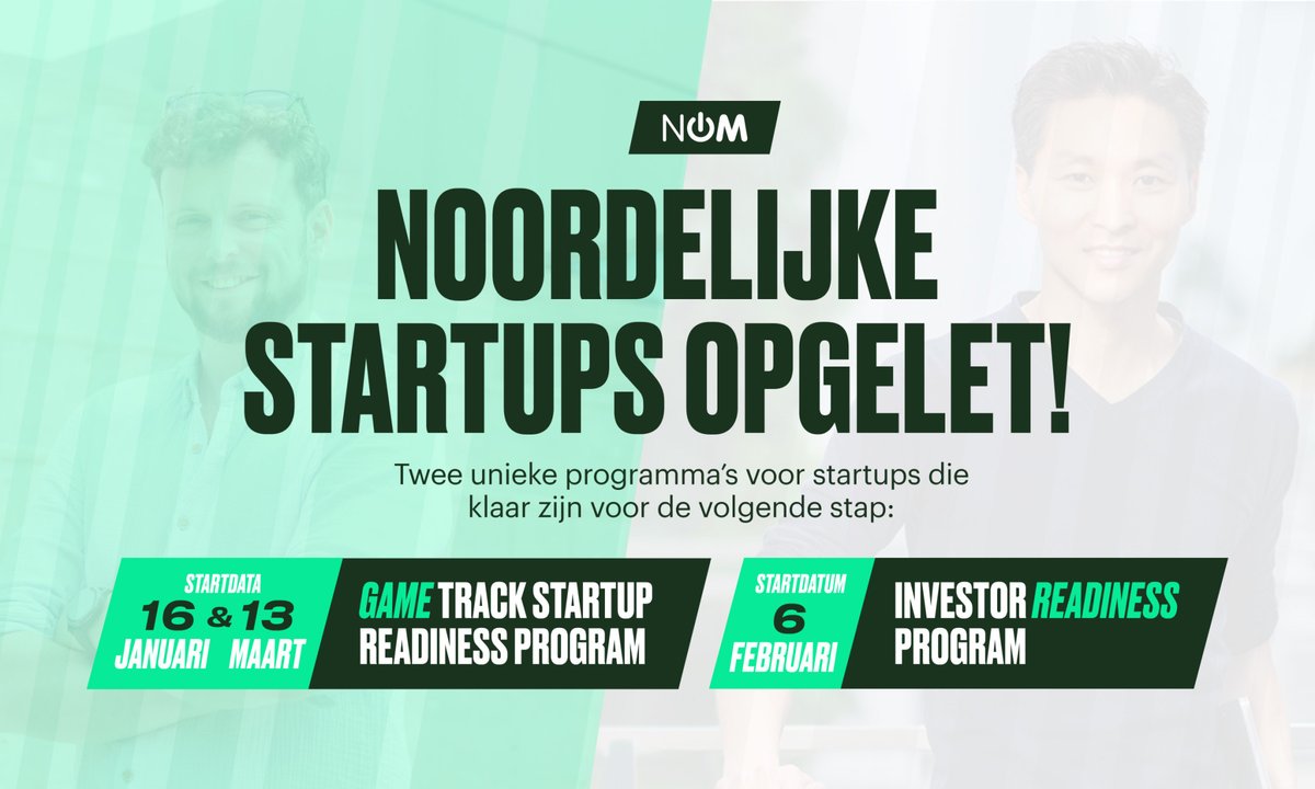 NVNOM's tweet photo. In Q1 2025 starten er twee unieke programma's in Noord-Nederland speciaal voor startups die klaar zijn voor de volgende stap: GAME Track Startup Readiness Program https://t.co/JpeRlpbXXO en het Investor Readiness Program (startdatum 6 februari): https://t.co/XtgTBP0Ife  #startups https://t.co/auFt0sxip4