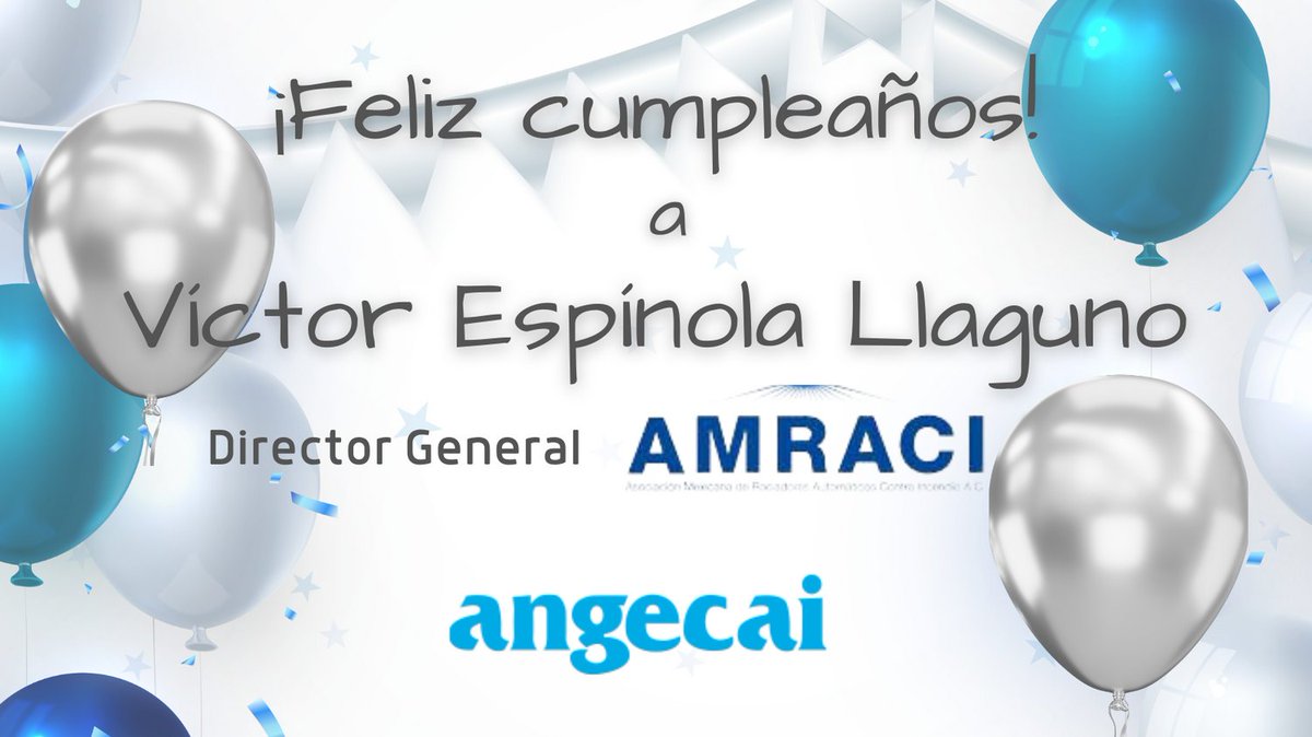 Una afectuosa felicitación al Lic. Víctor Espínola Llaguno miembro del Consejo Directivo de #ANGECAI y director general de @AMRACIMEX, Asociación Mexicana de Rociadores Automáticos Contra Incendios. ¡Que sea un gran día! #FelizCumpleaños #TalentoDirectivo 
<a href="/jonasmurillo1/">JONAS MURILLO</a> <a href="/waldemm/">waldemar montalvo</a>