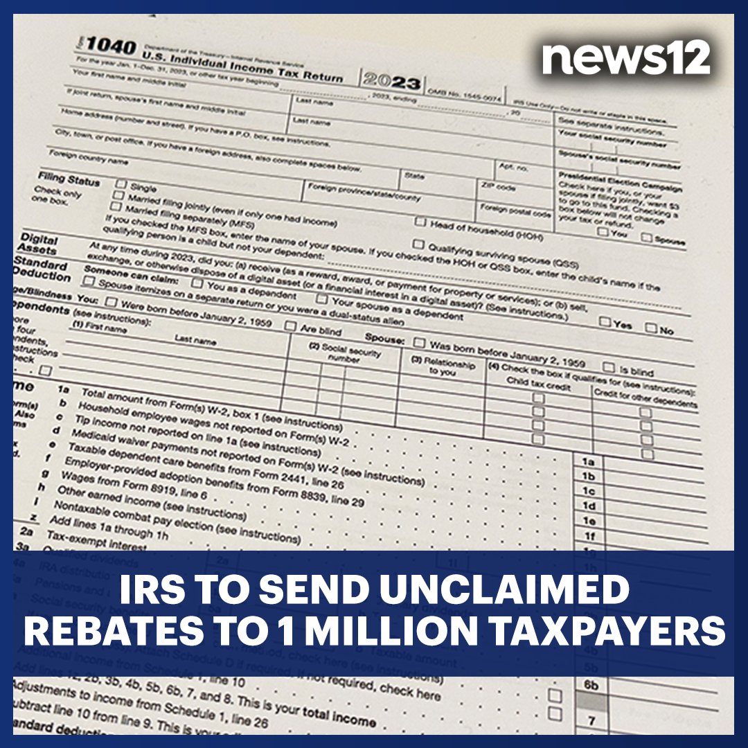 News12LI's tweet photo. UNCLAIMED REBATES: A million taxpayers will soon receive up to $1,400 from the IRS. 

See if you're eligible - https://t.co/6vLDSt4FD1

#News12 #RecoveryRebateCredit #IRS #taxes #money #rebates https://t.co/GeK90crUsF