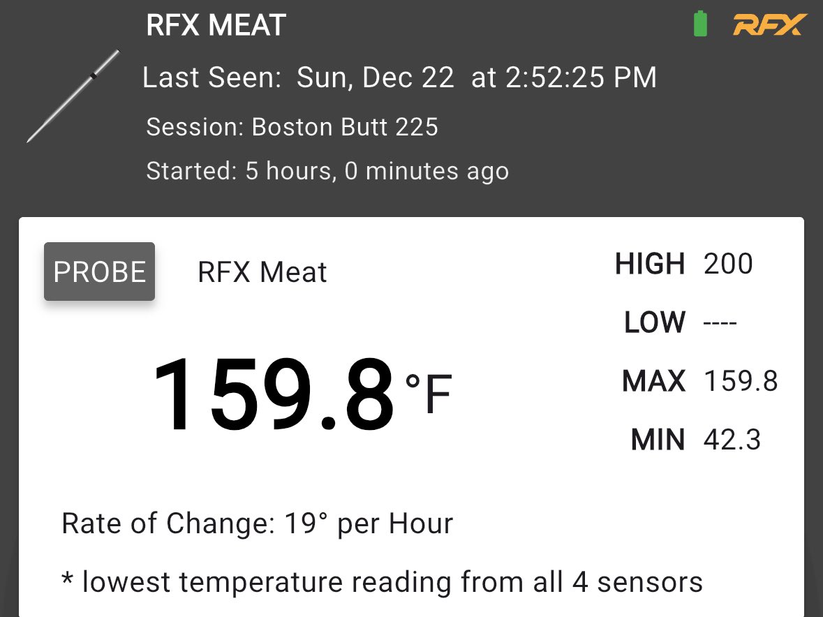 Grillax, y’all! (@grillax_com) on Twitter photo 🐷🤘🏼🔥 Five hours in and we’re getting there … low and slow! <a href="/HeathRilesBBQ/">Heath Riles</a> <a href="/Thermapen/">ThermoWorks</a> #BBQ #RFX 🎄🎁 🐷🤘🏼🔥 Five hours in and we’re getting there … low and slow! <a href="/HeathRilesBBQ/">Heath Riles</a> <a href="/Thermapen/">ThermoWorks</a> #BBQ #RFX 🎄🎁