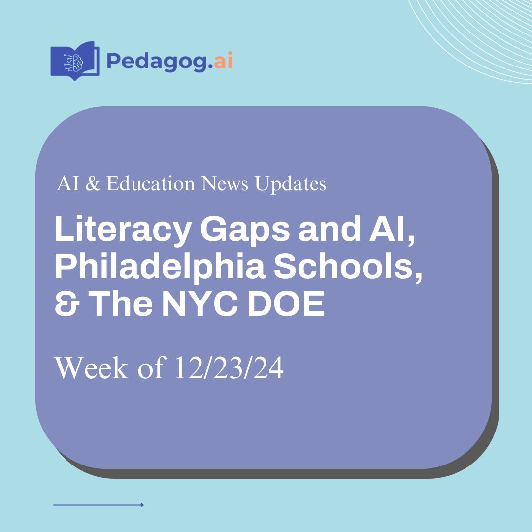 _pedagogy's tweet photo. 📚 AI in Education and Literacy – Highlights This Week  

- AI Tutors Bridging Gaps: Innovative bots address literacy challenges but raise questions about long-term impacts. https://t.co/g9yYC432VE.  
- AI in Philadelphia Schools: Major strides expected in 2025 as schools embrace cutting-edge AI tools. https://t.co/ry4Q3K5Qlf.  
- NYC Reconsiders AI Contract: A reading tutor AI program faces scrutiny, spotlighting challenges in education tech partnerships. https://t.co/ChbWadU5XM.  

#AIinEducation #EdTech #FutureOfLearning