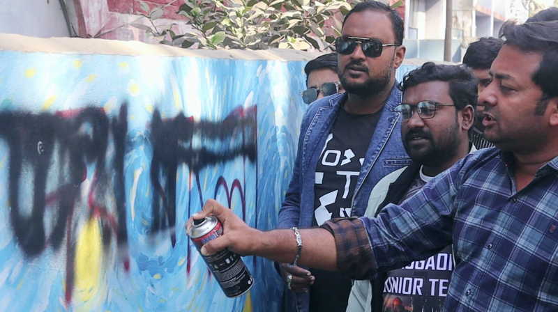 নওগাঁ শহরের দেয়াল থেকে মুছে ফেলা হলো ‘জয় বাংলা’ স্লোগান