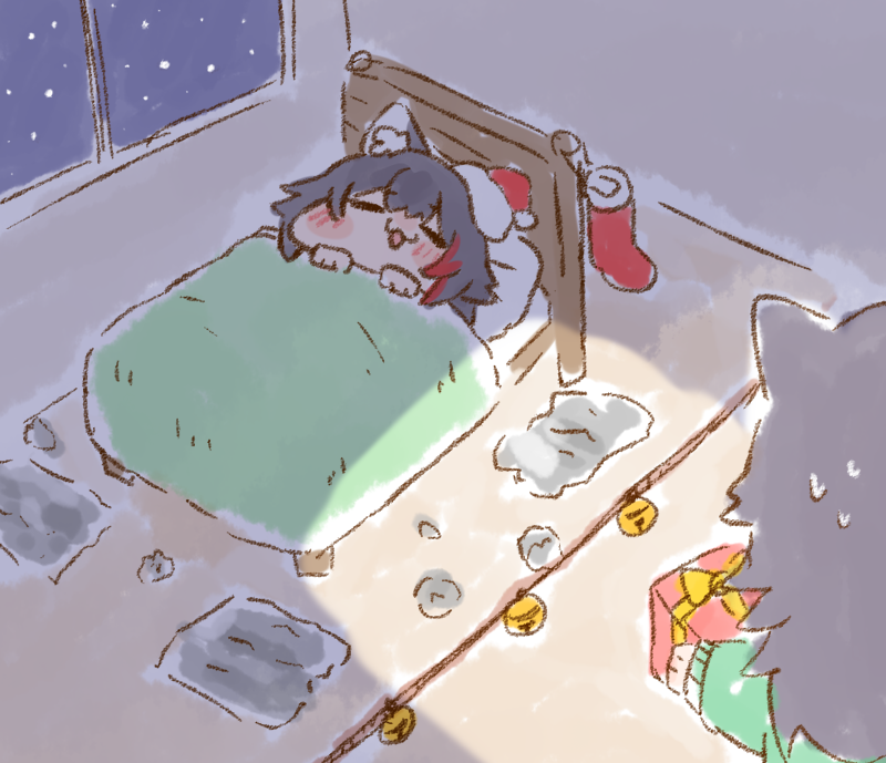 大神ミオ 「サンタに罠を仕掛けるミオしゃ#RatMAS2024 #みおーん絵 」|ねこやまのイラスト