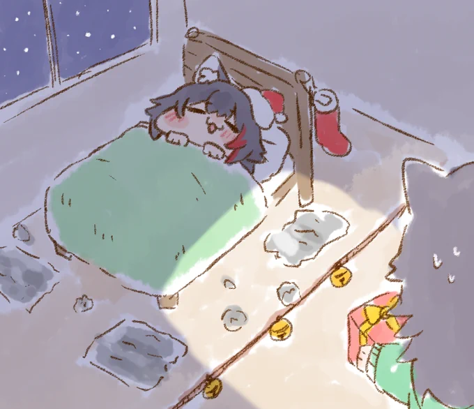 サンタに罠を仕掛けるミオしゃ#RatMAS2024 #みおーん絵 