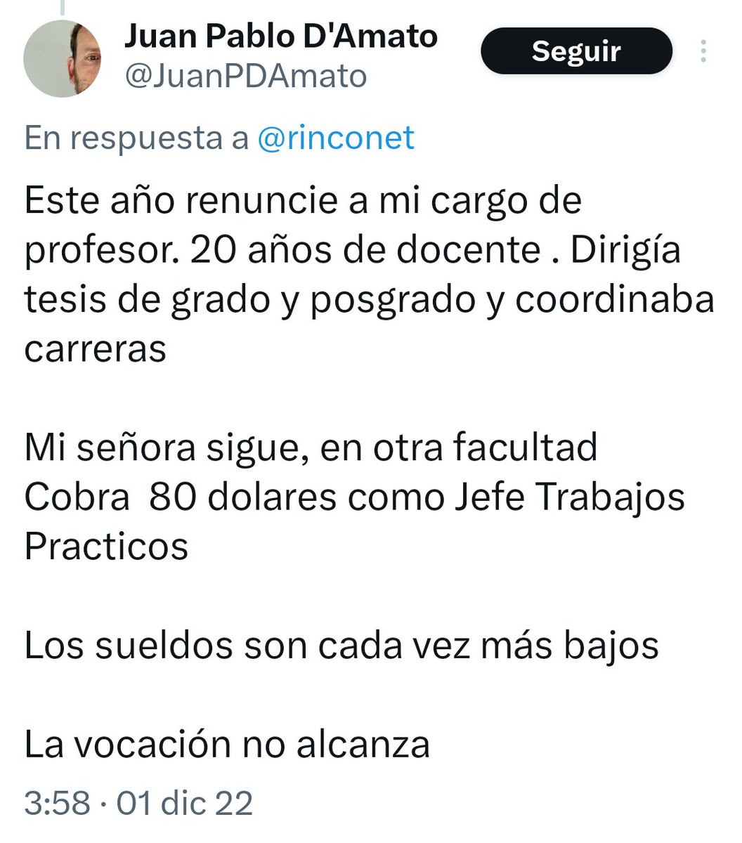 <a href="/SoyFeudaleM/">Marcela Feudale</a> Buee! Ahora te haces la analista que profetiza catástrofes cuando venís de un programa en dónde te reías de los discapacitados y te pagaba Cristóbal López con la nuestra. Sin embargo, ya te lo decía este profesor en el 2022. Así que no te hagas la lista que en el 22 estabas muda.