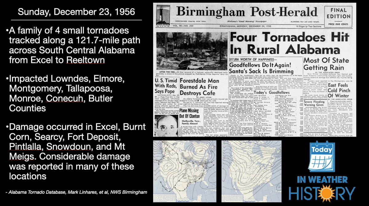 wxhistorian's tweet image. A family of tornadoes ruined Christmas for several Alabama families from Monroe County to Montgomery County on this date back in 1956. @spann #ALWX alabamawx.com/?p=273571