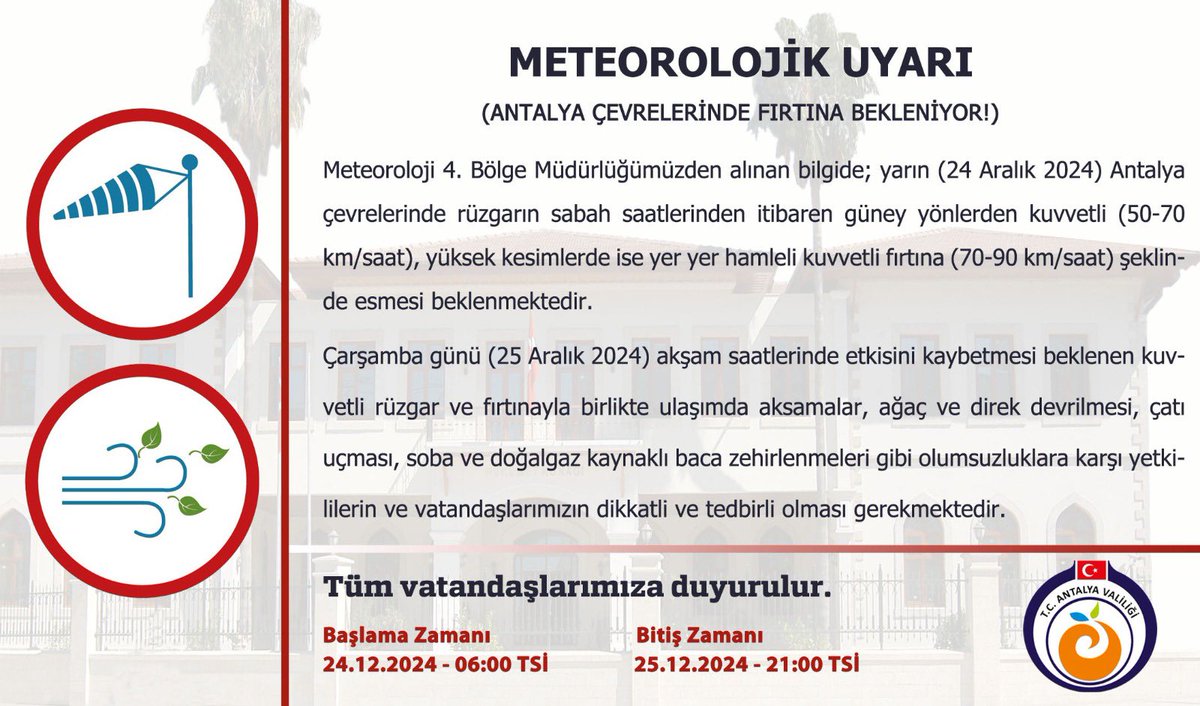 Meteorolojik Uyarı🚨