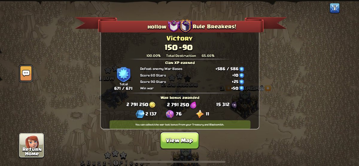 Wins
✅ 50

Losses
❌ 3

Draws
🟰 18

Total 
⚡️ 71

⚔️ hollow: link.clashofclans.com/en?action=Open…