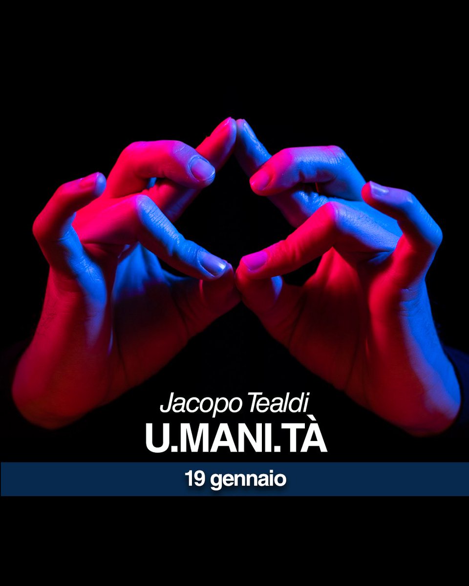 Hangar Teatri Trieste (@hteatri) on Twitter photo Anche nel 2025 siamo lieti di proporre numerosi appuntamenti per bambini e famiglie!
๐จ.๐บ๐ฎ๐ป๐ถ.๐๐ฎฬ di Jacopo Tealdi, meglio conosciuto come #quellodellemani
๐ Domenica 19/01 ore 11:00
๐ Hangar Teatri
๐ซliveticket.it/hangarteatri | biglietteria@hangarteatri.it |+39 3883980768 Anche nel 2025 siamo lieti di proporre numerosi appuntamenti per bambini e famiglie!
๐จ.๐บ๐ฎ๐ป๐ถ.๐๐ฎฬ di Jacopo Tealdi, meglio conosciuto come #quellodellemani
๐ Domenica 19/01 ore 11:00
๐ Hangar Teatri
๐ซliveticket.it/hangarteatri | biglietteria@hangarteatri.it |+39 3883980768