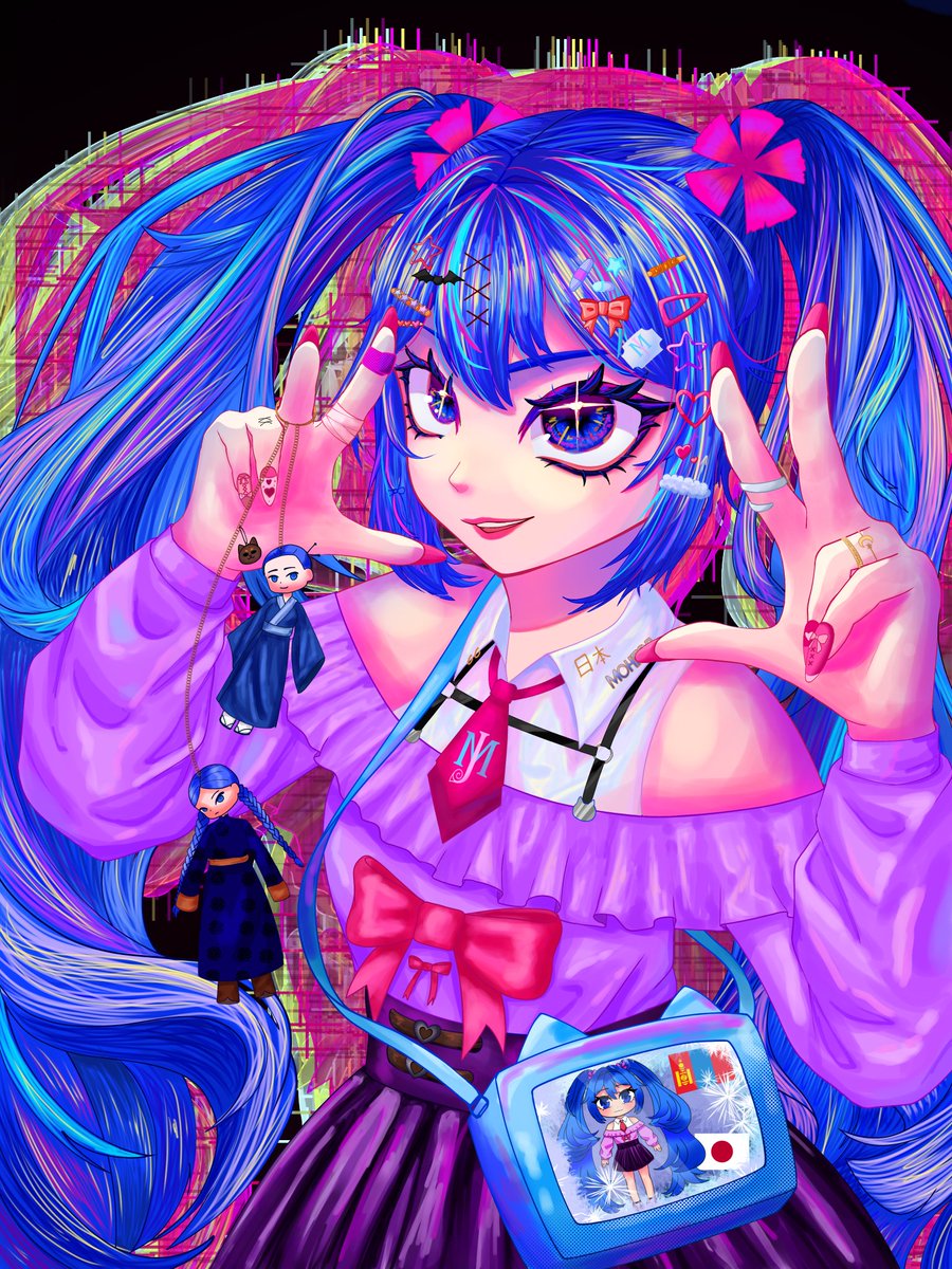 Inora_ML's tweet photo. I want to start taking commission. How much do you think this would cost? 
Time taken: 27 hour 
App used:Ibispaintx 
#art #digitalart #illustration #Miku #hyperpop #colorpop #commission #artist https://t.co/ZKFsQREopt