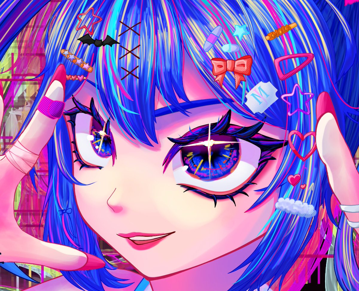 Inora_ML's tweet photo. I want to start taking commission. How much do you think this would cost? 
Time taken: 27 hour 
App used:Ibispaintx 
#art #digitalart #illustration #Miku #hyperpop #colorpop #commission #artist https://t.co/ZKFsQREopt