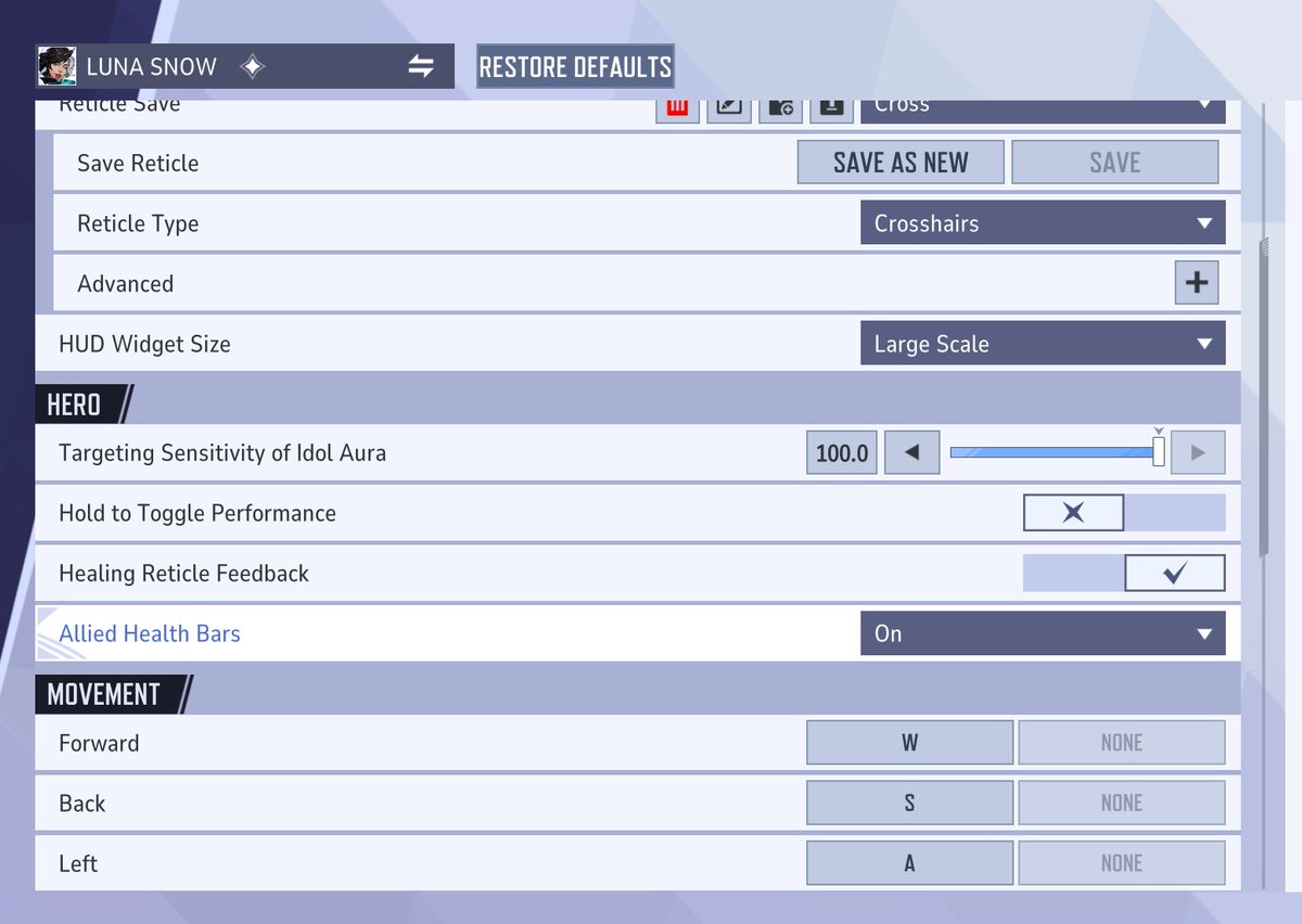 A lot of people ask about how to turn on this glowing green reticle when healing people on Luna Snow!

Go to settings -> change hero -> pick any strategist and turn on "Healing Reticle Feedback". It essentially makes your crosshair glow green when you're healing.