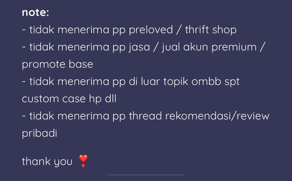 💚OPEN PP 23-29 DESEMBER💚

Kirim format berikut ke DM kami untuk ratecard~

🌻 Nama olshop:
🌻 Berasal dari company (kosongkan jika tidak):
🌻 Semua uname akun ecommerce/ tempat promosi (tw, ig, shopee): (dalam bentuk link)
🌻 Barang yang ingin diiklankan: