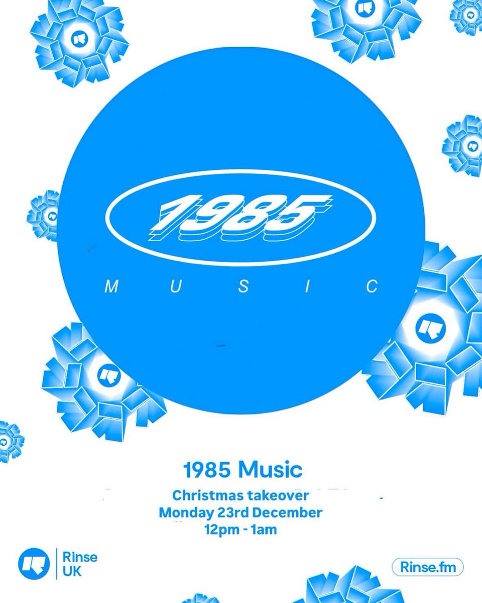 Today we’re taking over the @rinsefm air waves as part of their Christmas season special. 
Lock in 12pm - 1am for a day of jam packed mixes from the 1985 family and friends. 

rinse.fm