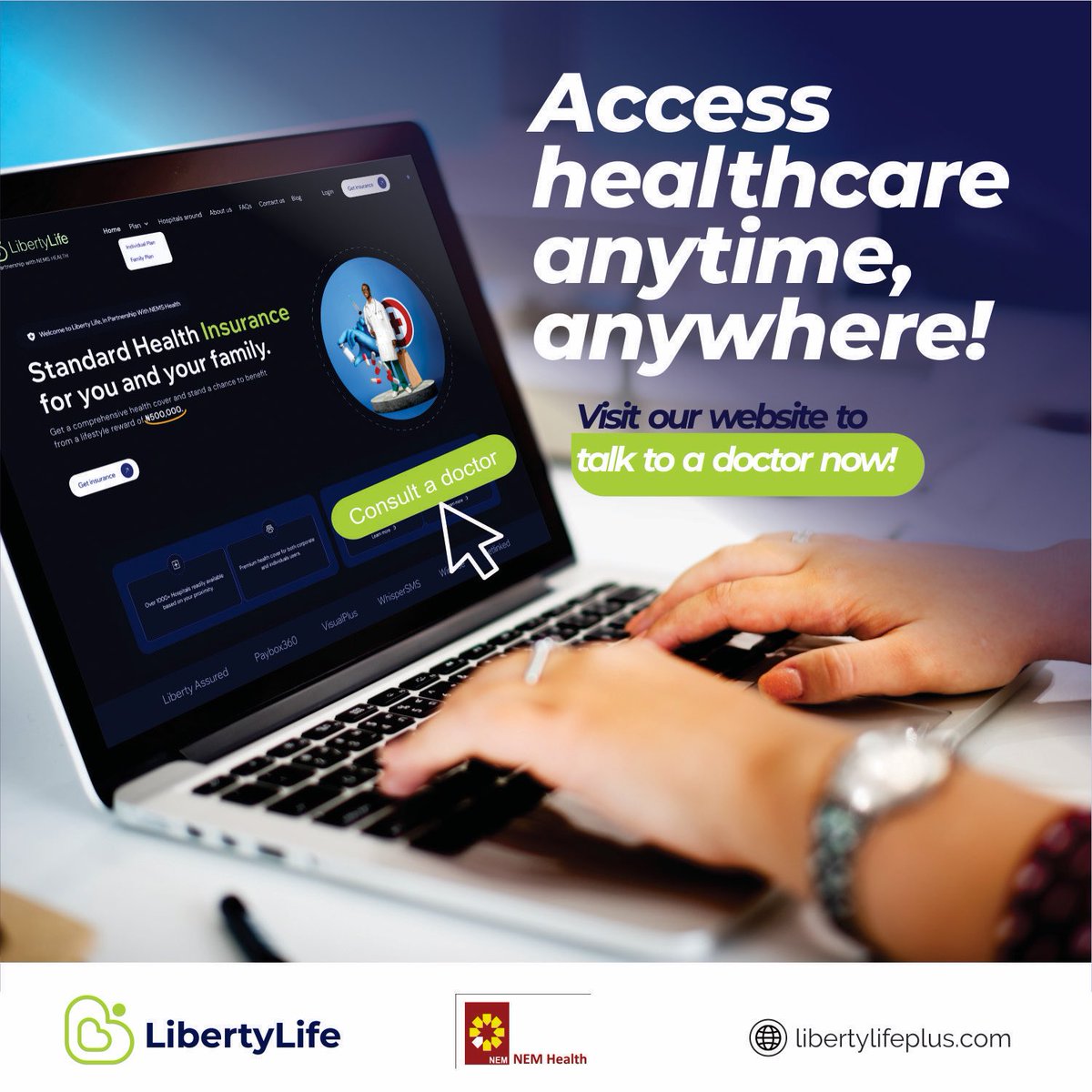 LibertyLifeplus's tweet image. Don’t Google it—get real answers from real doctors! 🫡

Visit our website now for instant healthcare support you can trust.

#LibertyLife #HealthcareCoverage