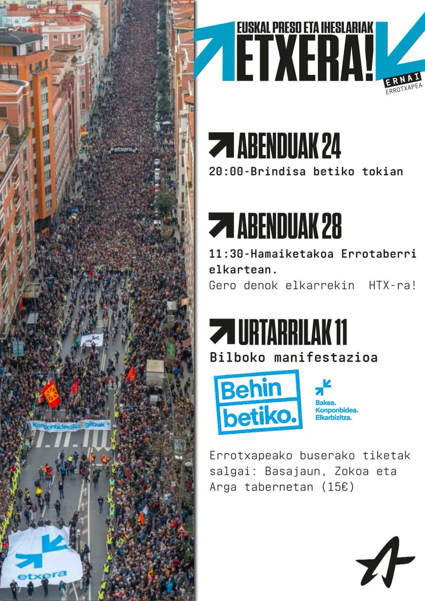 Gabonetan Euskal Preso, Iheslari eta Deportatu Politikoek espetxean edo haien etxetik urrun igaroko dituzte egunak.
Auzoan, bereziki Jon Rubenach auzokidearekiko maitasun eta elkartasuna helarazteko egunak izanen dira.
JON AUZORA!
DENAK ETXERA!!
