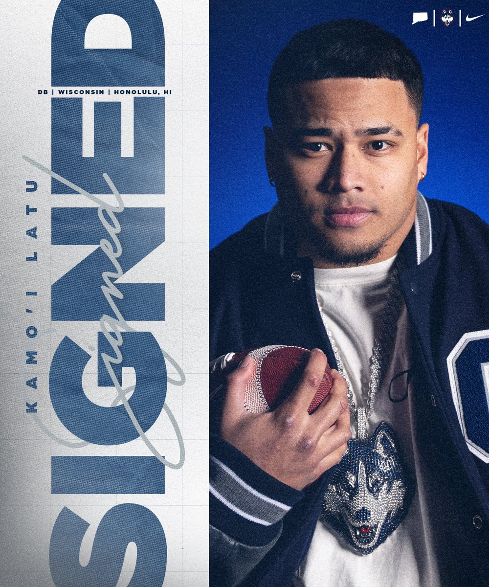 UConnFootball's tweet photo. All in ✍️ Welcome to Husky Nation, @15Latu!

#CTFootball https://t.co/r0Ri1rIYaW