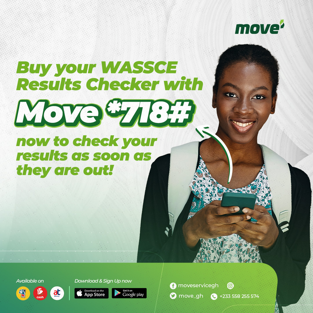 Stay ahead of the crowd!  Buy your WASSCE Results Checker with Move *718# to be ready as soon as the results are released. 

📱💡 Secure your checker now and avoid the rush!