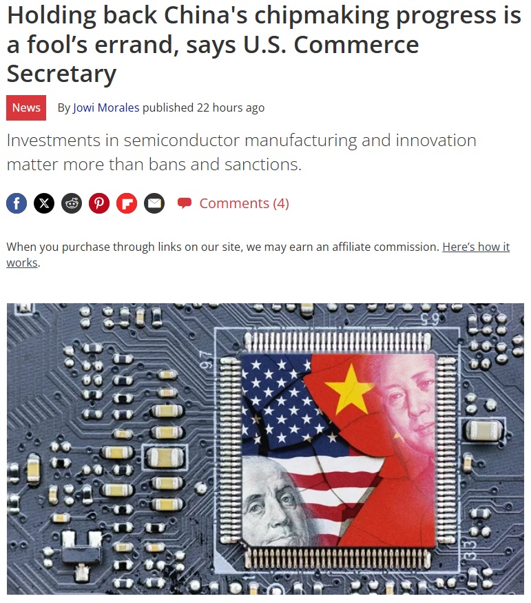 ShangguanJiewen's tweet image. Every single account worth following on China said the US couldn't hold China back in semiconductors, years ago, when Gina Raimondo started her fools errand.

Now, with a month left in office, she reveals her time spent trying to hold China's chip industry back, didn't work.

She…