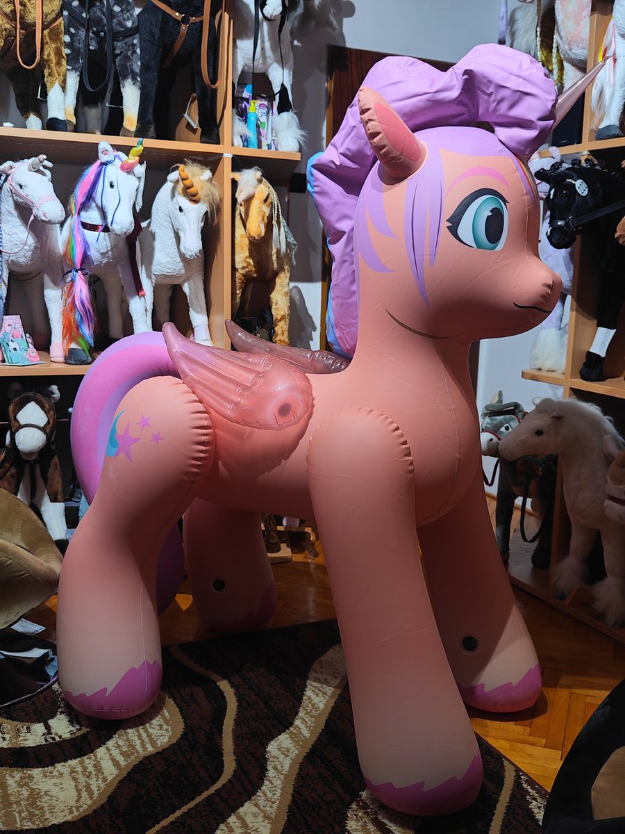 RaelegP's tweet photo. Its time to introduce new inflatable pony in mine collection - Sunny Starscout in alicorn/unicorn form with transparent wings and horn from Hongyi. https://t.co/i9y4b7BBCn