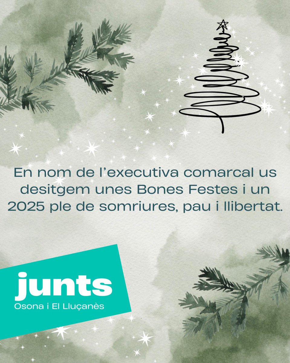 Des-de Junts Osona i el Lluçanès us volem desitjar unes bones festes i un començament d’any 2025 ple de grans reptes i encerts