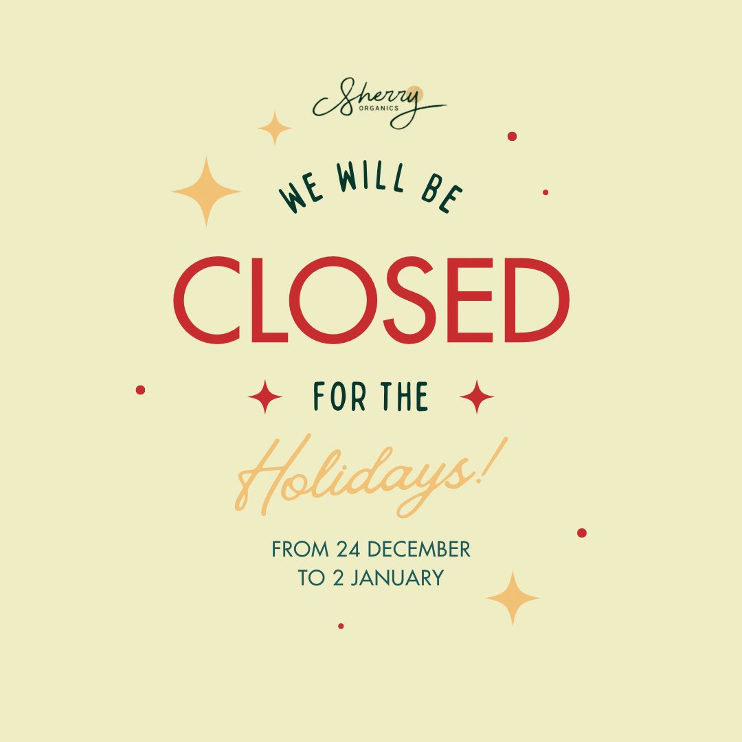 We’ve worked hard all year to get you the best quality products, thank you for riding with us. 
However, we have to go celebrate the holidays too!
Please place all orders by Tuesday December 24 so you can moisturize and glow this holiday.
Happy Holidays from All of Us!!💚🎄