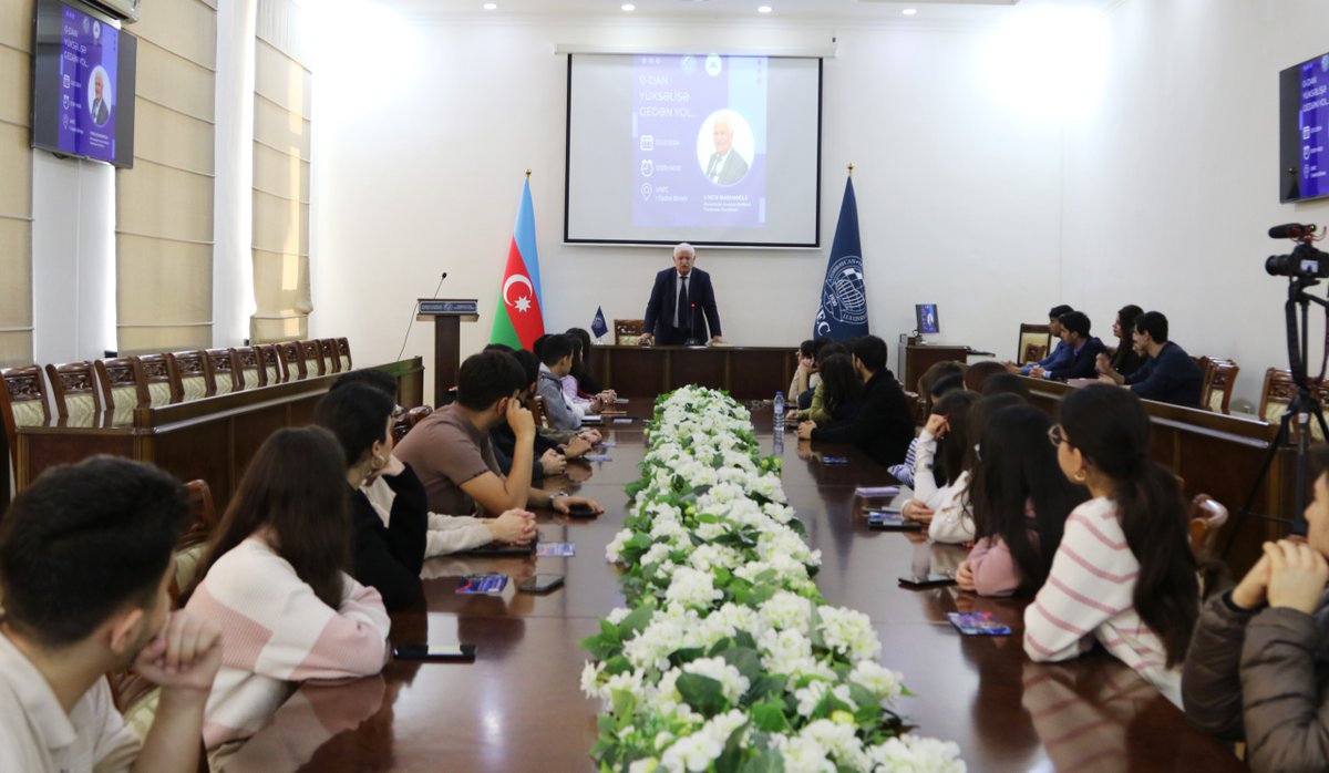Mirzayev_Umud's tweet photo. Today we had a meeting with students at @UNECeduaz and talked about the activities of #IEPF. We also shared with the students the news that Professor Muhammad Yunus' "#3Zero" clubs will be activated again at UNEC. #SocialBusiness #Azerbaijan #Bangladesh https://t.co/kqJ3JTuQ6K