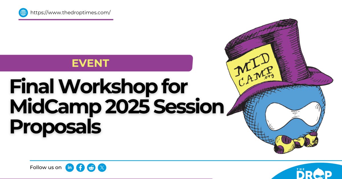 thedroptimes's tweet photo. Calling all speakers! π€ Join @midwestcamp MidCamp 2025's final session proposal workshop with @aaronfeledy on Jan 7 for expert tips on crafting standout submissions. Details: https://t.co/5tjls5X4zI #Drupal #MidCamp https://t.co/sHiG60gtAd