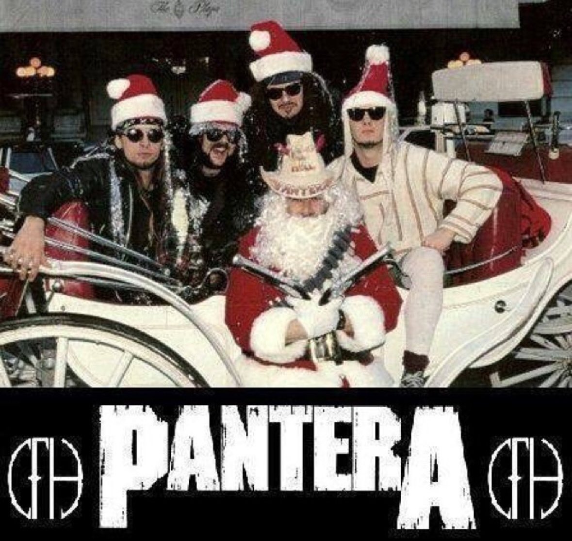 Have A Psycho Holiday! Flashback to Christmas 1991. Just a few months  before Vulgar Display of Power was released. This postcard was signed by  the guys & mailed out. #pantera #1991 #psychoholiday #
