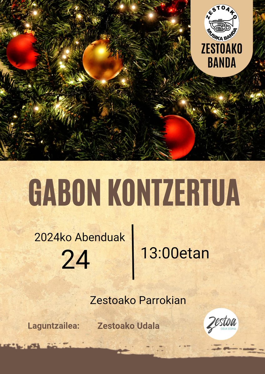 Bihar gabon kontzertua Zestoako parrokian.