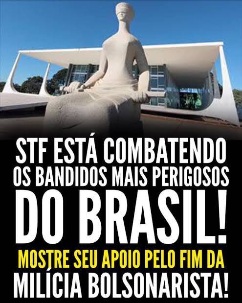 Quem tem medo da justiça é bandido.
Todo apoio ao Supremo Tribunal.