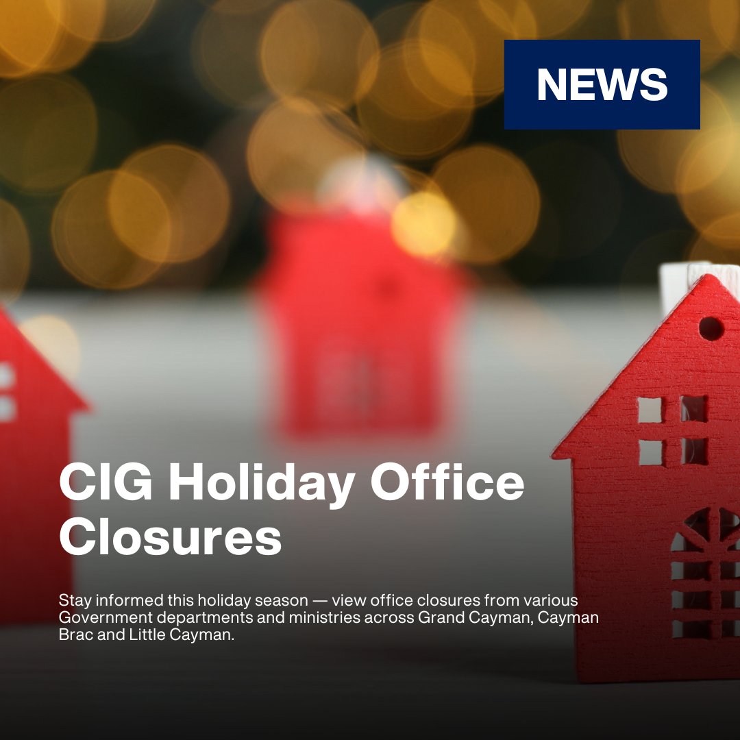 🎄 Stay up to date on office closures and critical updates from Government departments and ministries across Grand Cayman, Cayman Brac, and Little Cayman.

Visit 👉 gov.ky/noticeboard for the latest updates.

#CaymanIslands #HolidayUpdates #StayInformed