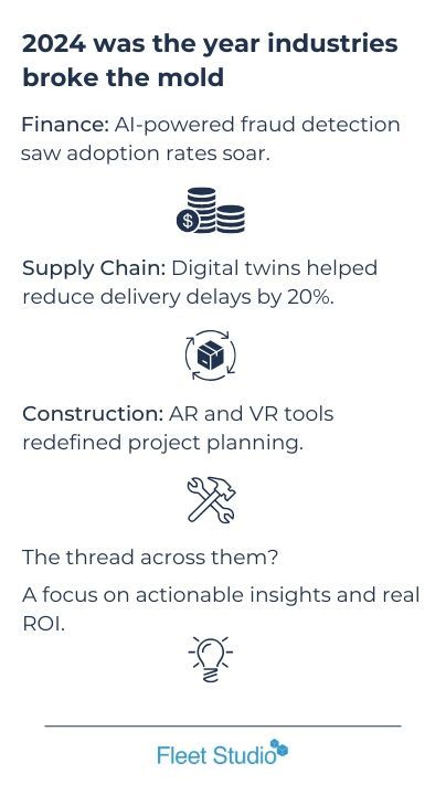 FleetStudio's tweet image. What’s the most exciting transformation you’ve seen in your industry this year?

#IndustryInnovation #TechTrends2024 #FleetStudio #AIRevolution #FutureOfWork