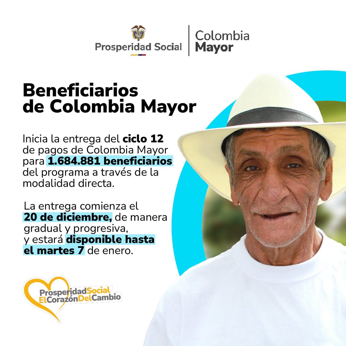 WintorABC's tweet photo. 📣 ¡Estan en #ModoPagos! Desde el 20 de diciembre están disponibles los pagos del último ciclo de Colombia Mayor, beneficiando a 1.684.881 adultos mayores.
Las entregas se realizan de manera progresiva y estarán disponibles hasta el 7 de enero. ¡No olvides reclamarlo a tiempo! ⏳
📲 https://t.co/8RXcGIWa8v
#wintorabc #colombiamayor #pagos