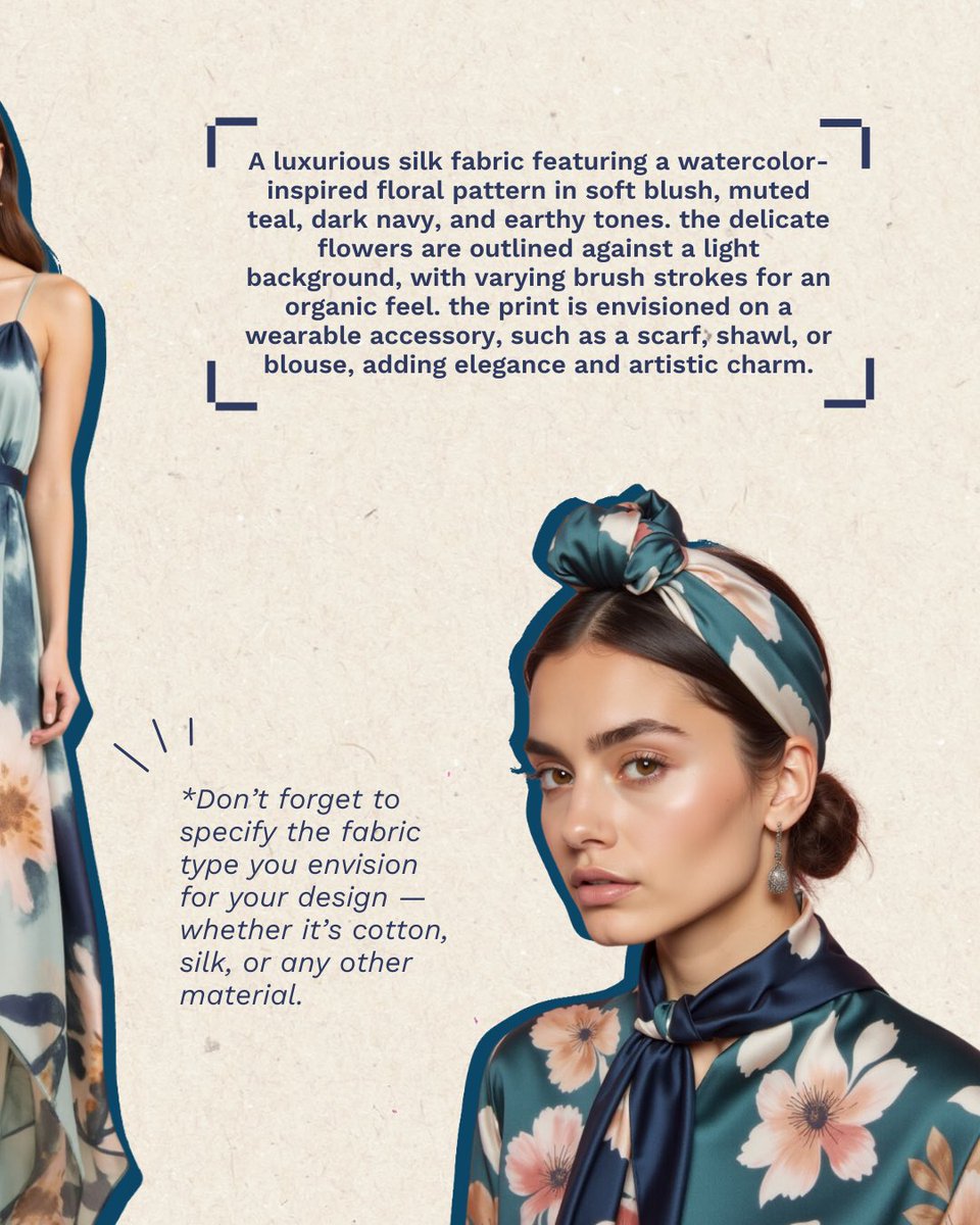 RefabricAI's tweet photo. From concept to design, Refabric brings your creativity to life. Upload your custom patterns—hand-drawn sketches, digital designs, or collages—and watch them transform into stunning fabric prints and wearable fashion✍🏼
#refabric #refabricai #fashionai #aidesign https://t.co/xzsfaeKC1J