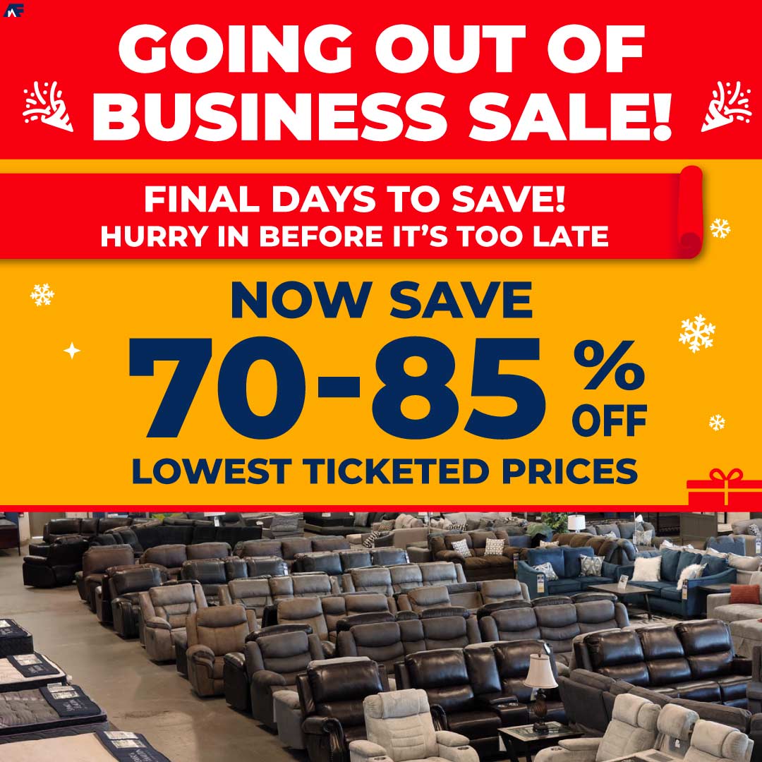 🚨Everything. Must. Go! 🚨 Deals this BIG don’t wait around—70-85% OFF our entire inventory is calling your name. From furniture to appliance upgrades, it’s your LAST CHANCE to snag these deals before they’re gone. Time’s running out—hurry in! 

SHOP SALE: ow.ly/YMue50UuUWy