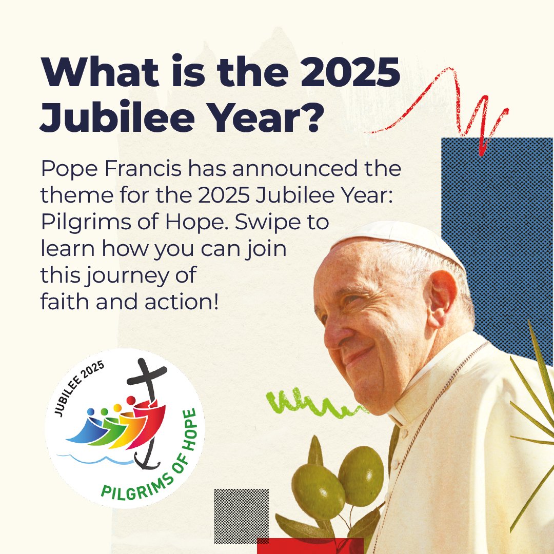 CAFOD's tweet image. The 2025 Jubilee Year begins tomorrow with Pope Francis opening the Holy Door. 

Learn more about what the Jubilee is all about, this year's theme, the key moments and ways to get involved. 👉 #Jubilee2025