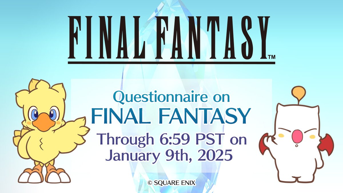 We’re conducting a 10-15 minute Final Fantasy questionnaire and would love to hear your thoughts! questant.jp/q/8EI8SQ0E
#FFquestionnaire